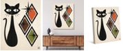 Creative Gallery Retro Cat with Diamonds in Tawny, Olive Brown 36" x 24" Canvas Wall Art Print